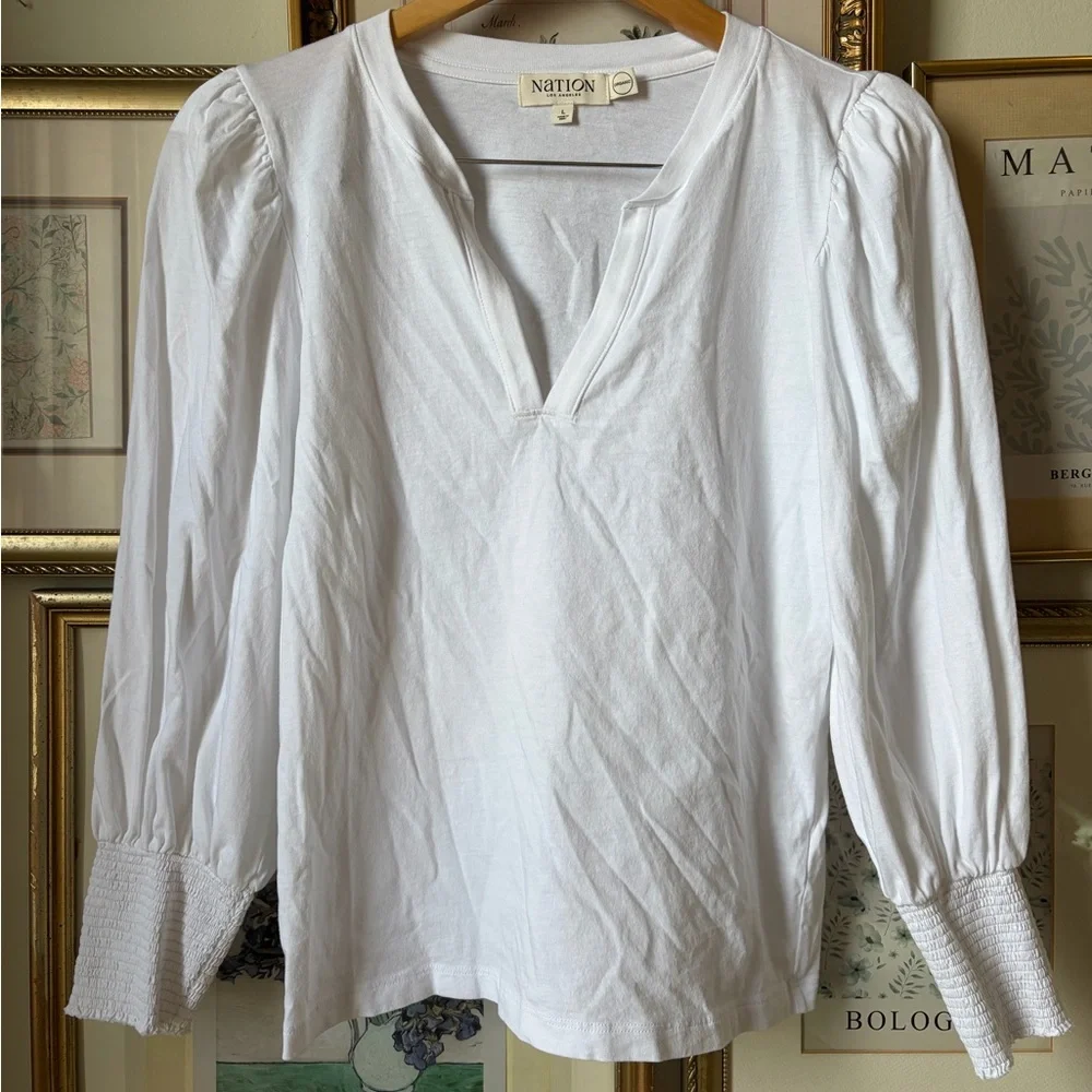 Nation LTD Flora Peasant Tee White Large 100% cotton - Picture 3 of 9